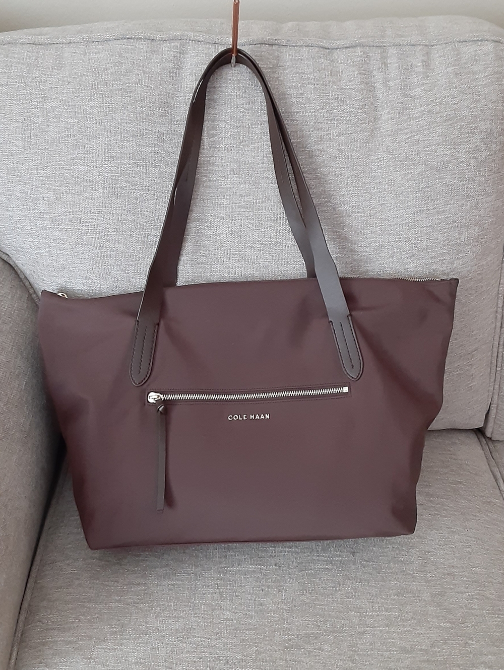Cole Haan Brown Nylon Tote with Leather Straps